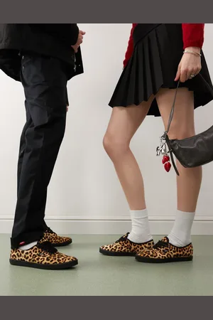 Vans Authentic Lowpro trainers with oversized laces in leopard print