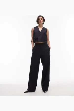 ARKET Mix and match pure wool wide leg tailored trousers in blue