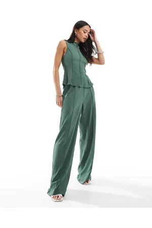 VERO MODA Textured jersey seam front trouser co-ord in pine