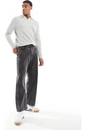 River Island Open neck jumper in light