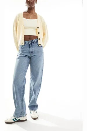 ONLY Ella mid waist straight fit jeans in mid