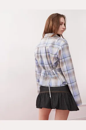 Reclaimed Cinched waist shirt with tie back in check