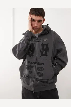 A Bathing Ape Aape By A Bathing Ape motocross style hoodie in washed dark grey