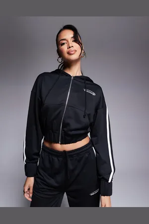 Kaiia Studio cropped side stripe zip up hoodie co-ord in