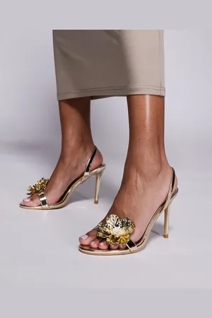 Public Desire Ladybug 3D floral mid heeled sandals in