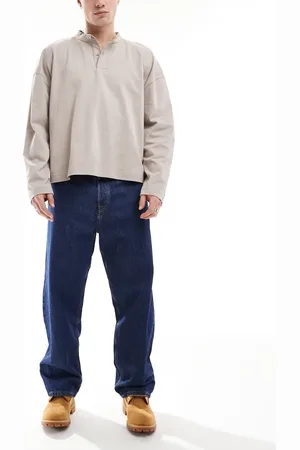 JACK & JONES Alex baggy rigid jeans in mid wash