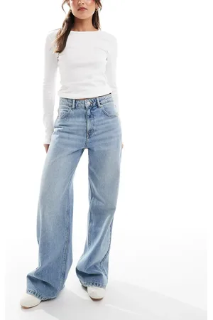 Pull&Bear High rise wide leg jean in washed