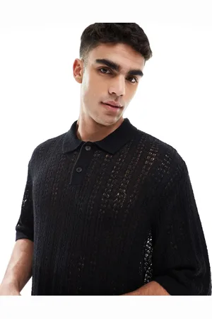 JACK & JONES Knitted crochet polo shirt in