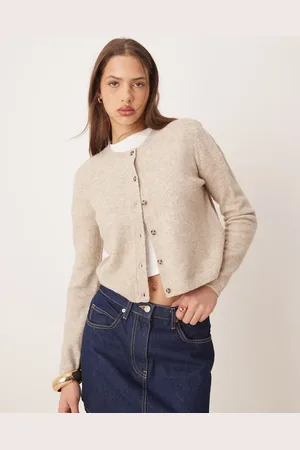 JDY Crew neck cardigan with wool in beige
