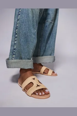 Public Desire Inferno slip on sandal in raffia cream