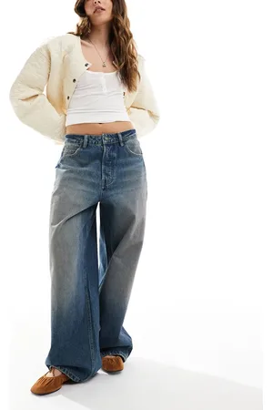 Stradivarius STR baggy jean in dark vintage wash