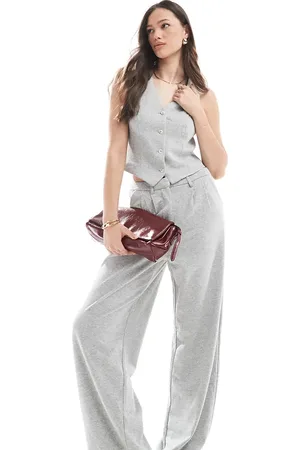 VERO MODA Wide leg jersey trouser co-ord in light melange