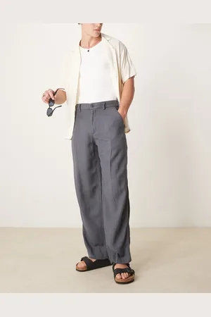 Abercrombie & Fitch Tailored linen blend baggy trousers in pinstripe