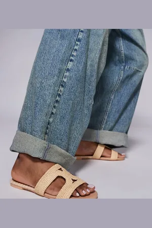 Public Desire Public Desire Inferno Wide Fit slip on sandal in raffia cream