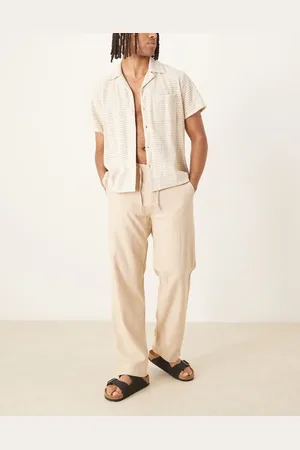 SELECTED Brody loose fit linen trouser in cream