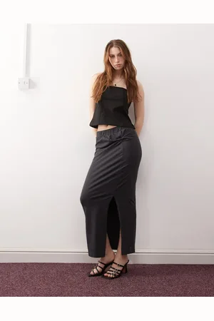 Noisy May Twist front maxi skirt with split hem in dark