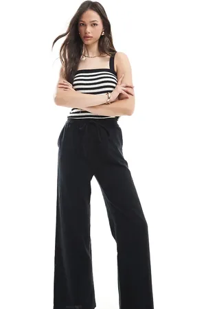 ONLY Wide leg linen look trousers in