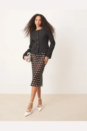 ASOS Sheer chiffon bias midi skirt in polka dot print