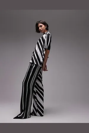 SNDYS Wide leg trouser co-ord in mono stripe
