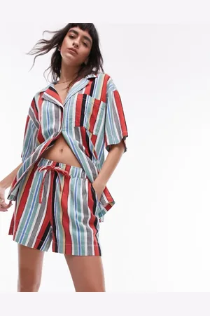 Topshop Co ord stripe linen short in