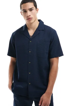 Only & Sons Seersucker shirt co-ord in dark