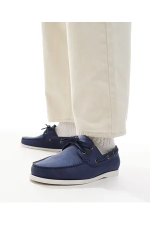 SEQWL AFT classic boat shoes in nubuck navy