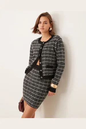VILA Knitted mini skirt co-ord in boucle check