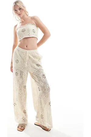 River Island Crochet trouser co-ord in light