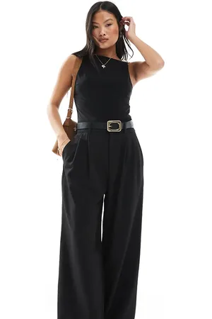 Stradivarius Petite pleated wide leg trousers in
