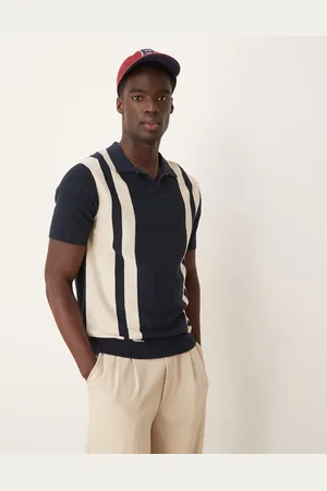 SELECTED Knitted polo in with stripes