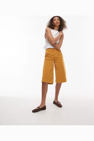 Topshop Cotton twill barrel jort in camel