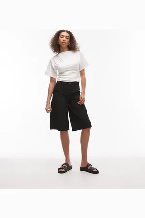 Topshop Cotton twill barrel jort in charcoal