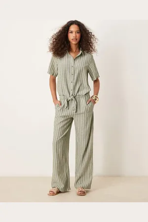 JDY Wide leg trousers co-ord in sage stripe