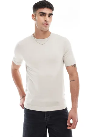 Only & Sons Short sleeve knit t-shirt in beige