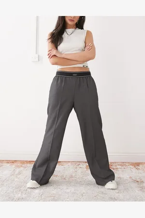 Monki Wide leg trouser with boxer waistband in marl
