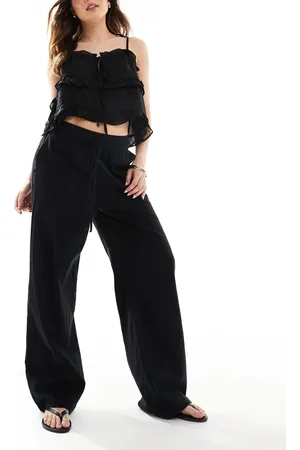 ONLY Wide leg linen look trousers in
