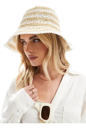 Accessorize Stripe straw bucket hat in /natural