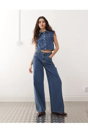 Noisy May Robie high waisted baggy jean co-ord with flare insert in mid