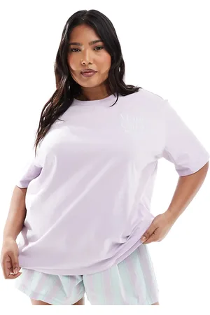 ASOS ASOS DESIGN Curve oversized tee & woven stripe boxer short in lilac