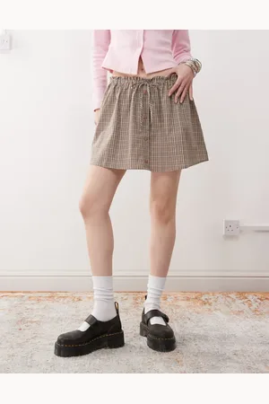 Reclaimed Mini skirt with buttons in check