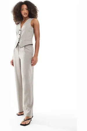 ONLY Wide leg tailored trousers co-ord in beige