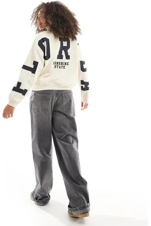 ONLY Sunshine State back print sweatshirt in light beige
