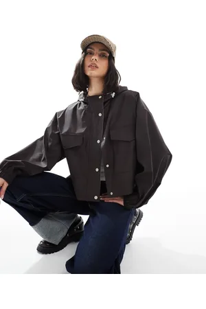 ASOS Hooded cropped rain jacket in contrast