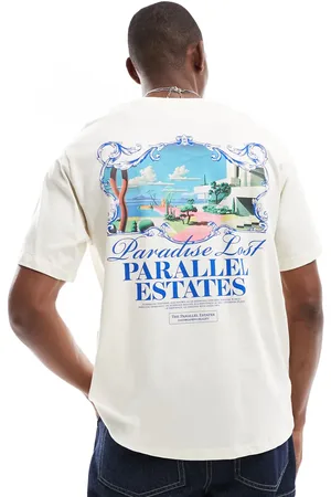 JACK & JONES Oversized t-shirt with scenic backprint in cream