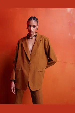 ASOS Faux suede oversized blazer co-ord in rust