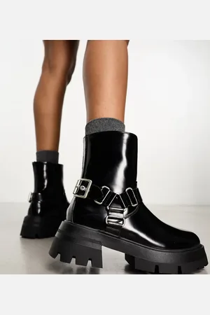 Public Desire Blizzard harness biker boots in
