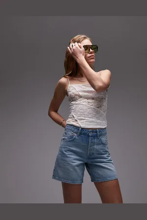 Topshop Denim Editor shorts in bleach