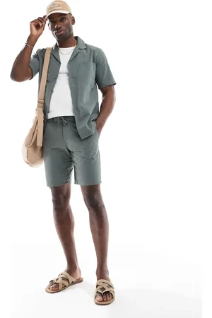 Only & Sons Seersucker shorts co-ord in khaki