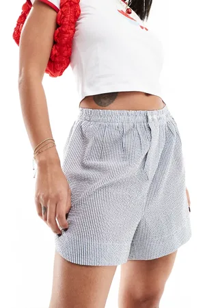Free People Striped cotton boxer shorts in and white