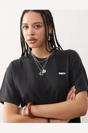Obey Resistance graphic logo t-shirt with back print in